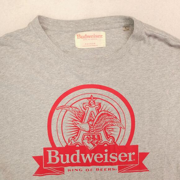 Budweiser Long Sleeve Crew Neck Graphic T Shirt Mens Size Large L Gray - Picture 1 of 10